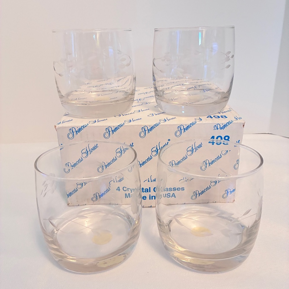 Princess House Heritage Crystal Old Fashion 498 Glasses New In Box